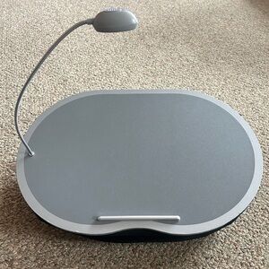 Cushioned Lap Desk Laptop Reading Gray with Overhead Light